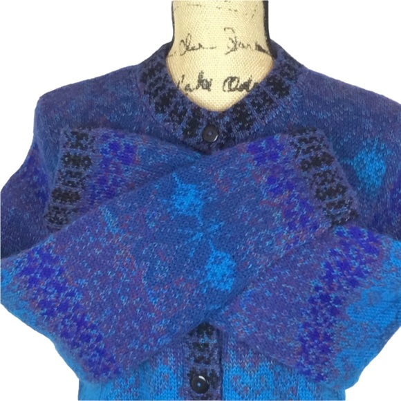 Leo Peressi Alpaca Wool Blue Buttoned Cardigan - Picture 5 of 6